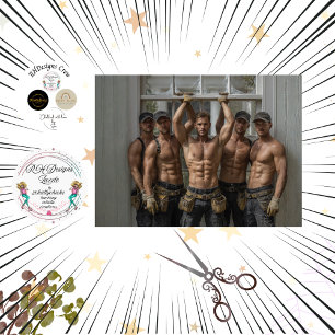 Decoupage Masculine Construction Wall Art Print  Tissue Paper