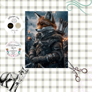 Decoupage Medieval Archer Fox Warrior  Tissue Paper