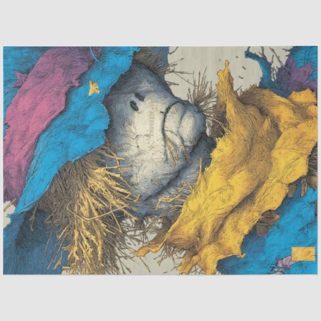 Decoupage Melancholy Scarecrow Portrait Rustic  Tissue Paper (Front)