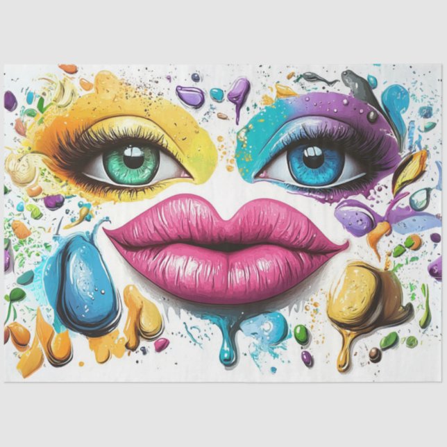Decoupage Mesmerising EYES Vibrant Colour Pop Art  Tissue Paper (Front)