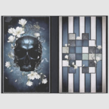 Decoupage Midnight Skull with Magnolia