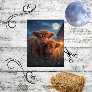 Decoupage Moonlit Night Highland Mom & Baby  Tissue Paper