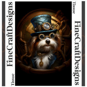 Decoupage Mousseline Steampunk Dog Faux Ink 033 Tissue Paper