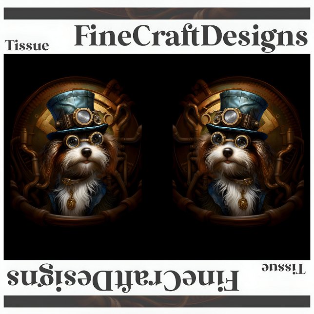 Decoupage Mousseline Steampunk Dog Faux Ink LR 033 Tissue Paper (Creator Uploaded)