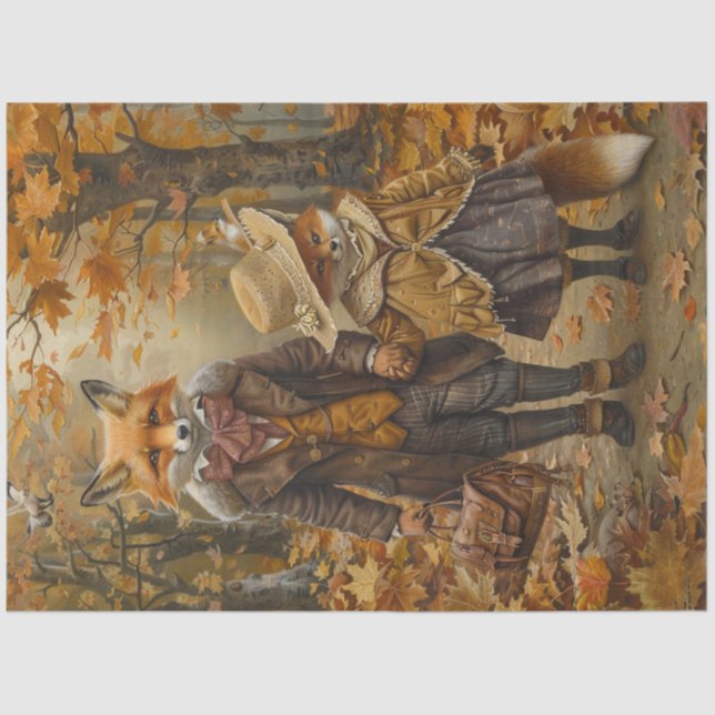 Decoupage Mr. Fox Bridges & Daughter Lily Tissue Paper (Front)