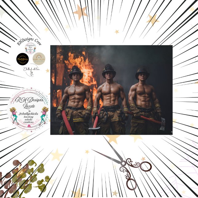 Decoupage Muscular Firefighters Bold Artwork  Tissue Paper (Creator Uploaded)