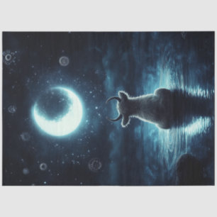 Decoupage Mystical Highland Cow Starring at Moon  Tissue Paper