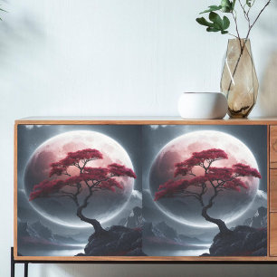 Decoupage Mystical Japanese Style Pink Tree  Tissue Paper