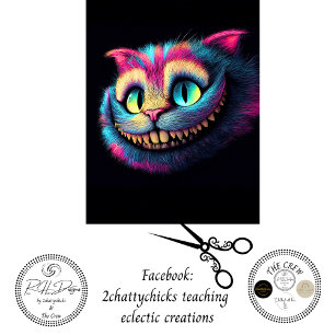 Decoupage Neon Wonderland Grinning Striped Cat  Tissue Paper