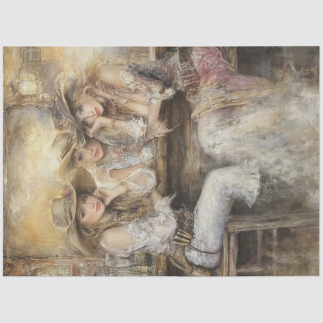 Decoupage Nostalgic Ladies Western Saloon  Tissue Paper (Front)