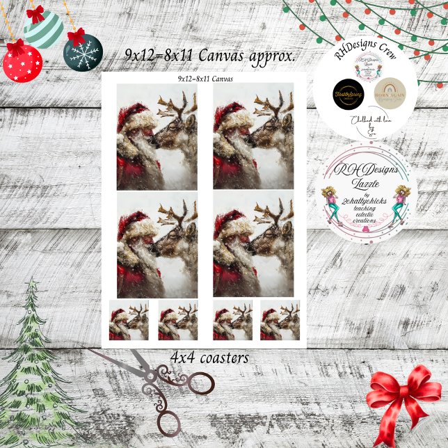 Decoupage Nostalgic Santa Rudolph Kiss  Tissue Paper (Creator Uploaded)