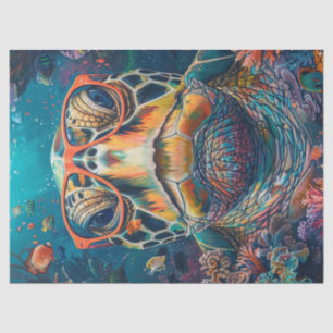 Decoupage of Spectacled Sea Turtle with Glasses  Tissue Paper