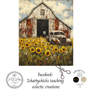 Decoupage Old White Red Barn White Rusty Truck  Tissue Paper
