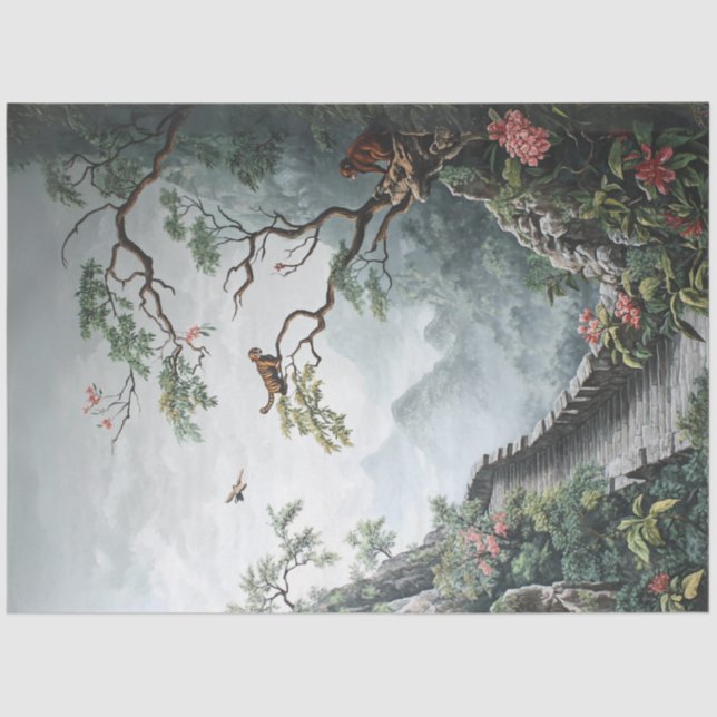 Decoupage Oriental Landscape Wallpaper Design Tissue Paper (Front)