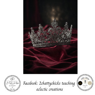 Decoupage Ornate Silver Crown Velvet Cloth  Tissue Paper