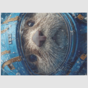 Decoupage Otter In Blue Outer Space Suit  Tissue Paper