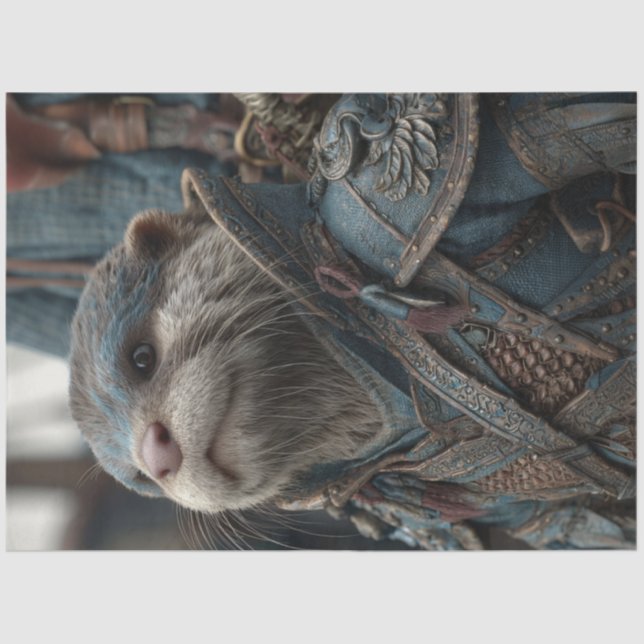 Decoupage Otter Warrior Blue Suit  Tissue Paper (Front)