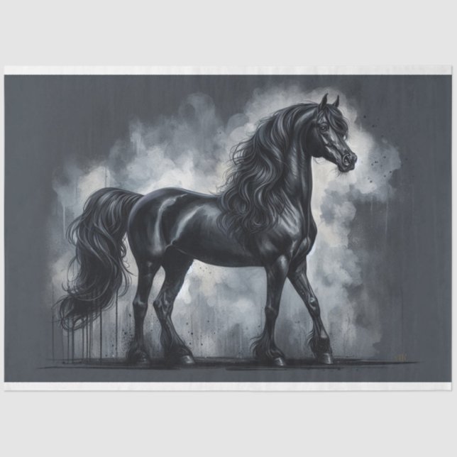 Decoupage Paper "Black Arabian Horse" (Front)