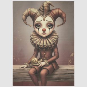 Decoupage Paper Melancholic Clown 