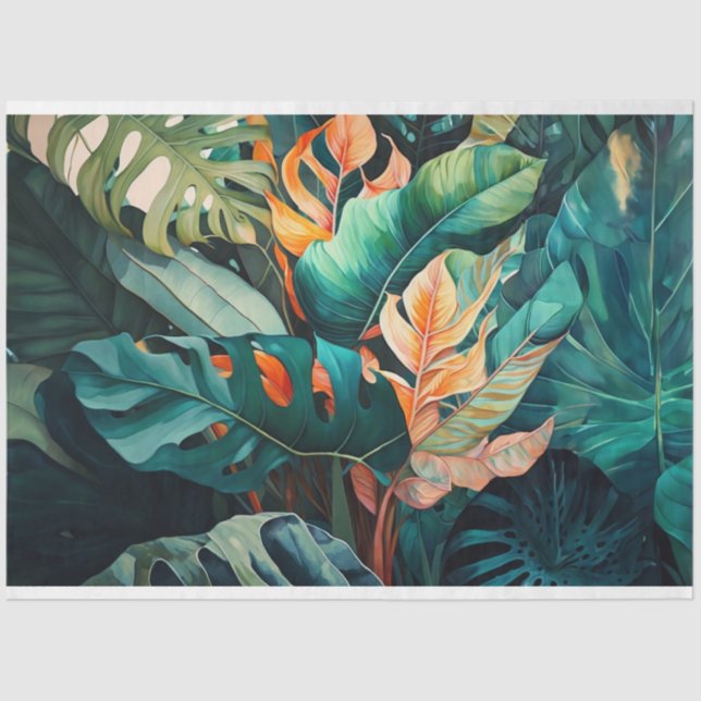 Decoupage Paper, Wrapping Paper- Enchanted Jungle Tissue Paper (Front)