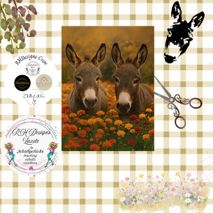 Decoupage Pastoral Donkey Barn Whimsical Scene Tissue Paper