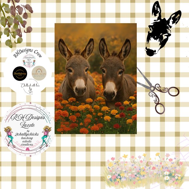 Decoupage Pastoral Donkey Barn Whimsical Scene Tissue Paper (Creator Uploaded)