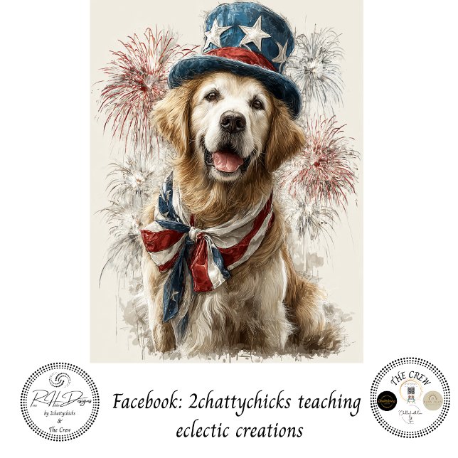 Decoupage Patriotic Golden Retriever  250th  Tissue Paper (Creator Uploaded)