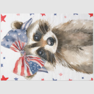 Decoupage Patriotic Racoon Whimsical 4th July  Tissue Paper