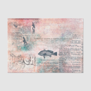 Decoupage Pink Vintage Antique Newspaper Tissue Paper