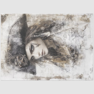 Decoupage Pirate Lady Pirate Hat Sketch Tissue Paper