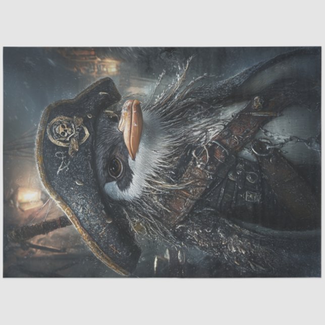 Decoupage Pirate Penguin at Sea  Tissue Paper (Front)