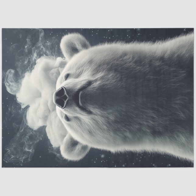 Decoupage Polar Bear Cloud Smoke Dark Background Tissue Paper (Front)
