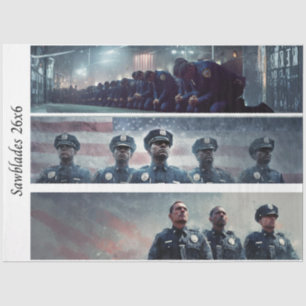 Decoupage Police Tribute Handsaws Tissue Paper