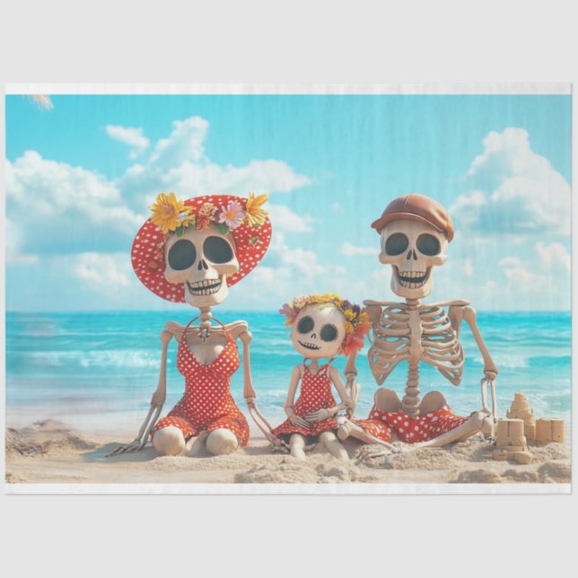 Decoupage Poster Skelton Beach Family Bridges Tissue Paper (Front)