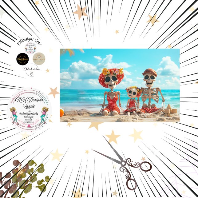 Decoupage Poster Skelton Beach Family Bridges Tissue Paper (Creator Uploaded)