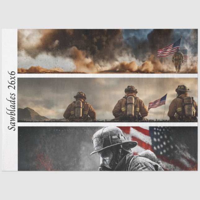 Decoupage Proud Firefighters American Flag  Tissue Paper (Front)