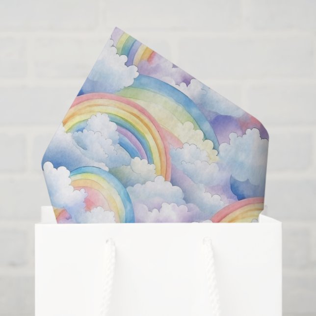 Decoupage Rainbow Watercolor Birthday Tissue Paper (Gift Bag)