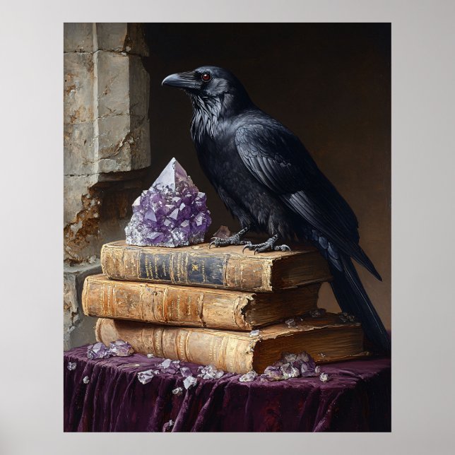 Decoupage Raven and Amethyst Gothic Poster (Front)