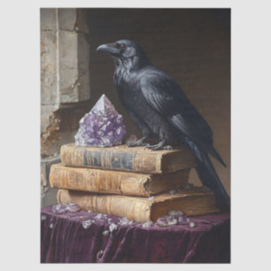 Decoupage Raven and Amethyst Gothic Tissue Paper