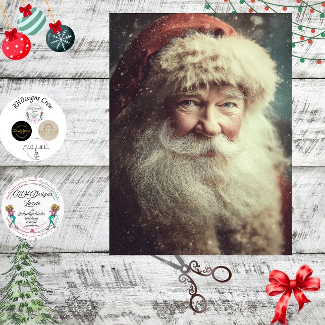Decoupage Realistic Santa Clause Rosy Cheeks Tissue Paper (Creator Uploaded)