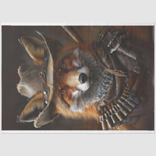 Decoupage Red Fox Steampunk Bandito  Tissue Paper