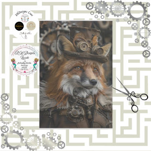 Decoupage Red Fox Steampunk Tissue Paper