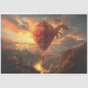 Decoupage Red Hot Air Balloon & Dragon  Tissue Paper