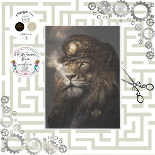 Decoupage Regal Lion Crown Headpiece Tissue Paper