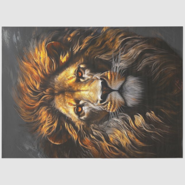 Decoupage Regal Lion Wildlife Gentleman's Haven Tissue Paper (Front)