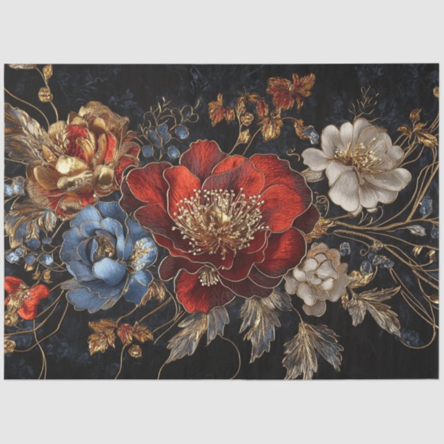 Decoupage Rich Floral Colour Palette Furniture  Tissue Paper (Front)