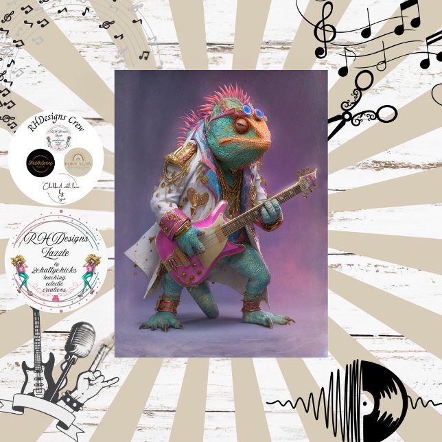 Decoupage Rockstar Chameleon Fur Feather Funk Band Tissue Paper (Creator Uploaded)