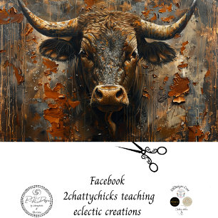Decoupage Rusted Patina Bull Tissue Paper