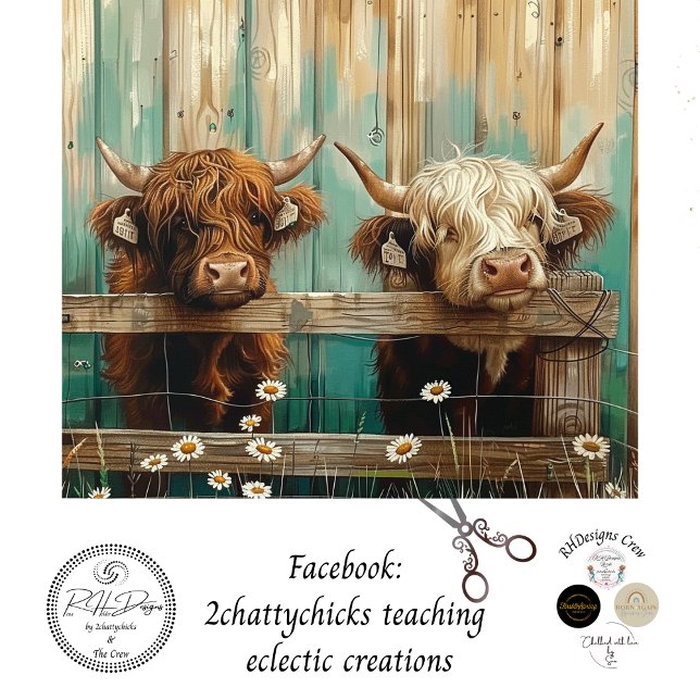 Decoupage Rustic Charm Farmyard Cows Teal  Tissue Paper (Creator Uploaded)