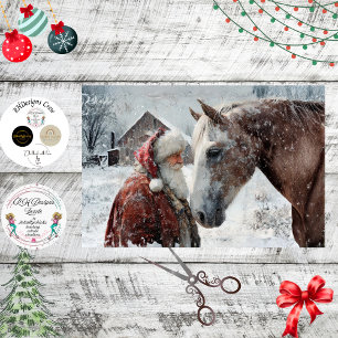 Decoupage Rustic Landscape Santa & His Horse  Tissue Paper